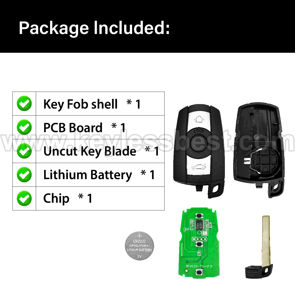2004-2016 BMW CAS 1 3 5 6 Series M3 M5 M6 X1 X5 X6 Z4 / 3 Buttons Keyless Entry Remote / KR55WK49127 / KR55WK49123 / PN:6986583, 698658305 / 46 - Image 6