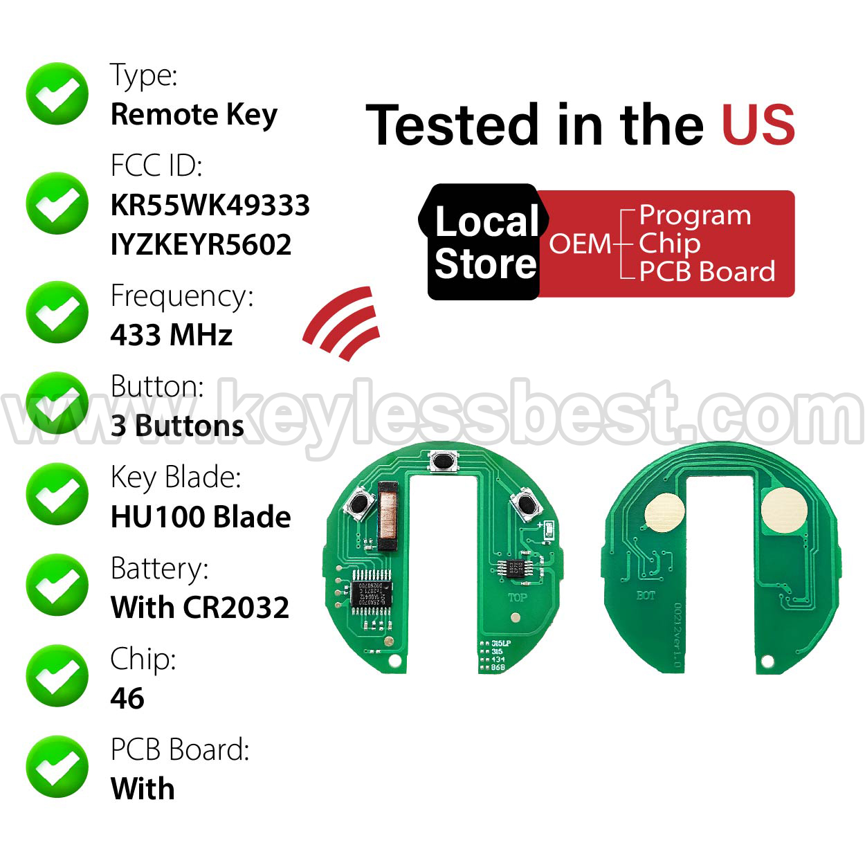 2006-2014 Mini Cooper Cooper Countryman Cooper Paceman / 3 Buttons Keyless Entry Remote / KR55WK49333, IYZKEYR5602 / PN:3452819-01 / 46 - Image 4
