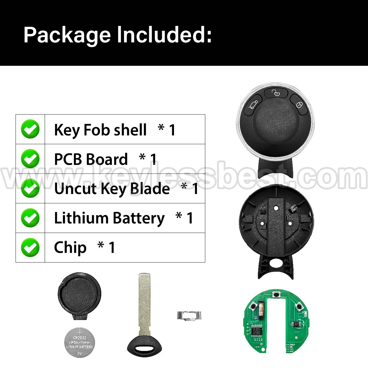 2006-2014 Mini Cooper Cooper Countryman Cooper Paceman / 3 Buttons Keyless Entry Remote / KR55WK49333, IYZKEYR5602 / PN:3452819-01 / 46 - Image 6