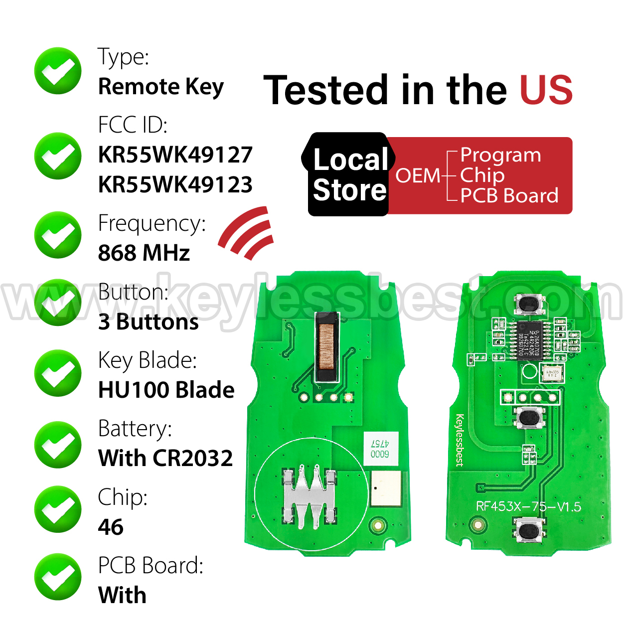 2004-2016 BMW CAS 1 3 5 6 Series M3 M5 M6 X1 X5 X6 Z4 / 3 Buttons Keyless Entry Remote / KR55WK49127 / KR55WK49123 / PN: 6986583, 698658305 / 46 - Image 4