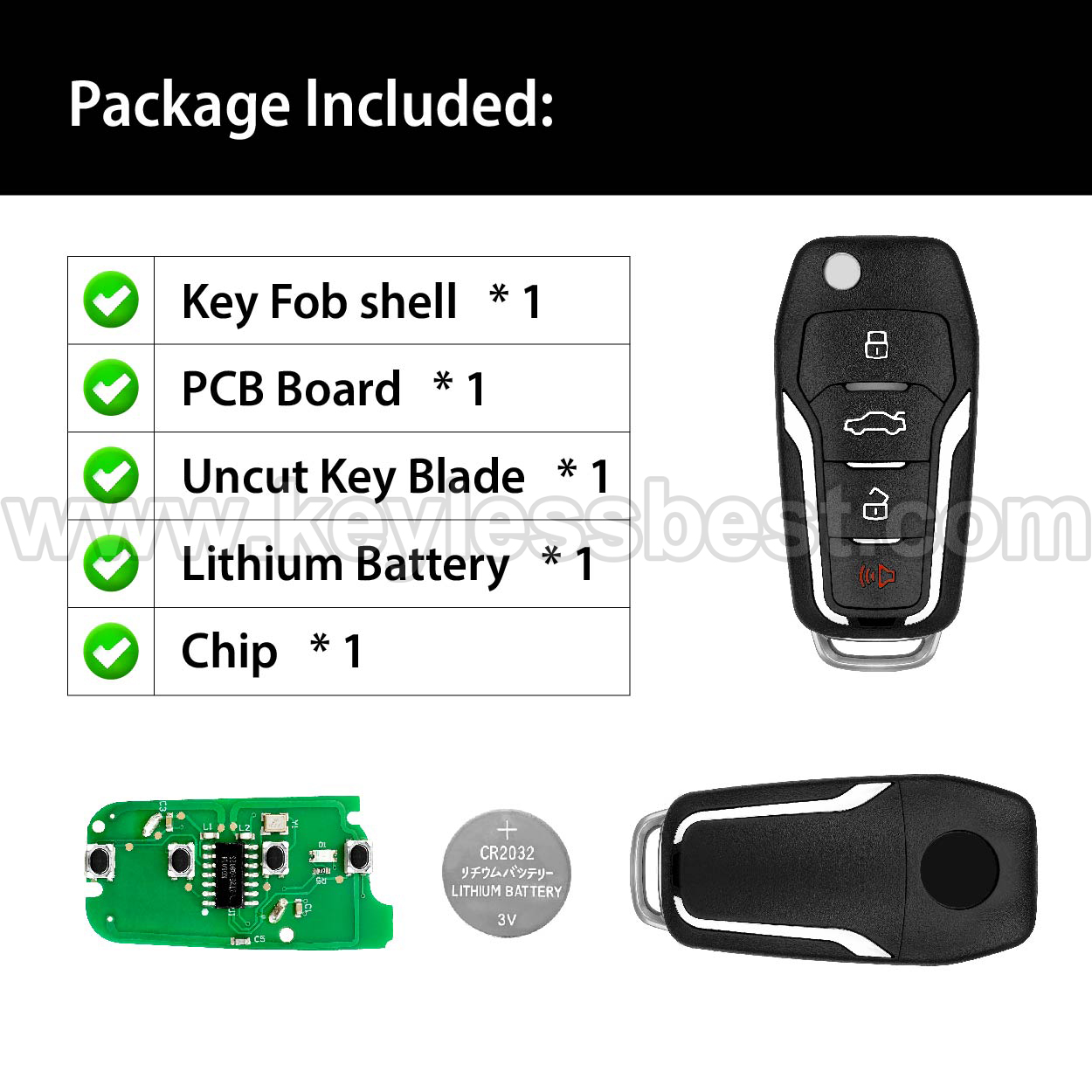 2000 - 2015 Ford Lincoln Mercury Mazda / 4 Buttons Keyless Entry Remote / CWTWB1U331, CWTWBIU331, CWTWB1U322, CWTWBIU322, CWTWB1U345, GQ43VT11T / PN: 5912512, 164-R8073, 5913441, 5925871 / 4D63 80Bit - Image 6