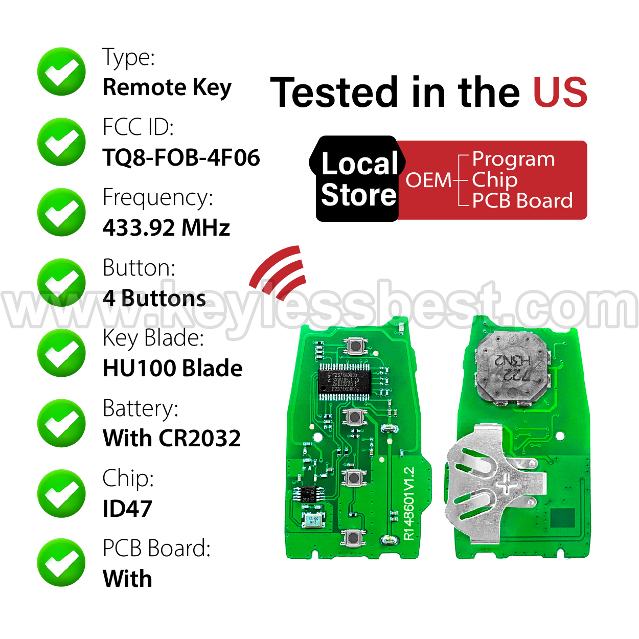 2015-2017 Kia Sorento / 4 Buttons Keyless Entry Remote / TQ8-FOB-4F06 / PN:95440-C5000 - Image 4