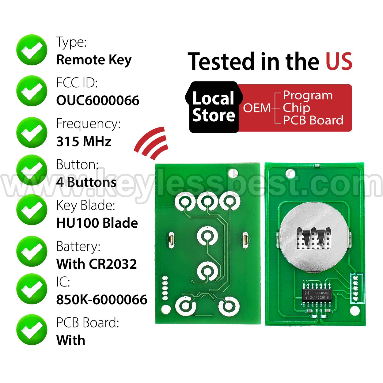 2008-2013 Cadillac CTS CTS Coupe DTS / 4 Buttons Keyless Entry Remote / OUC6000066 / PN: 22889449, 20864934, 20998256, 20866682, 20814372, 25840557, 5923877 - Image 4