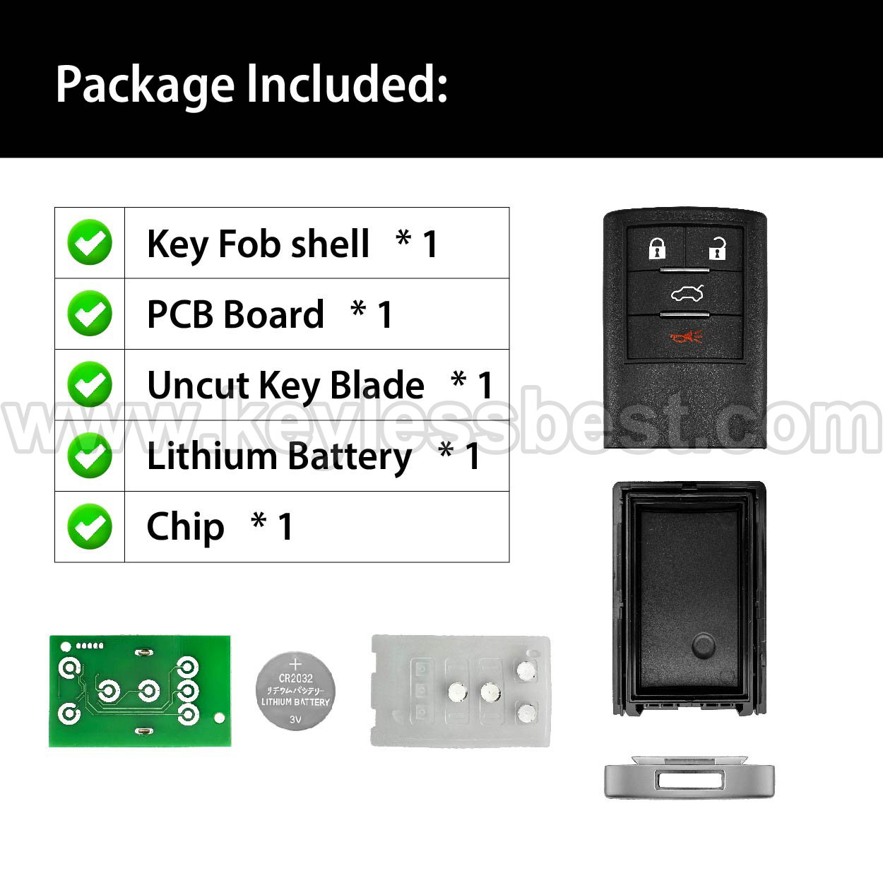 2008-2013 Cadillac CTS CTS Coupe DTS / 4 Buttons Keyless Entry Remote / OUC6000066 / PN: 22889449, 20864934, 20998256, 20866682, 20814372, 25840557, 5923877 - Image 6