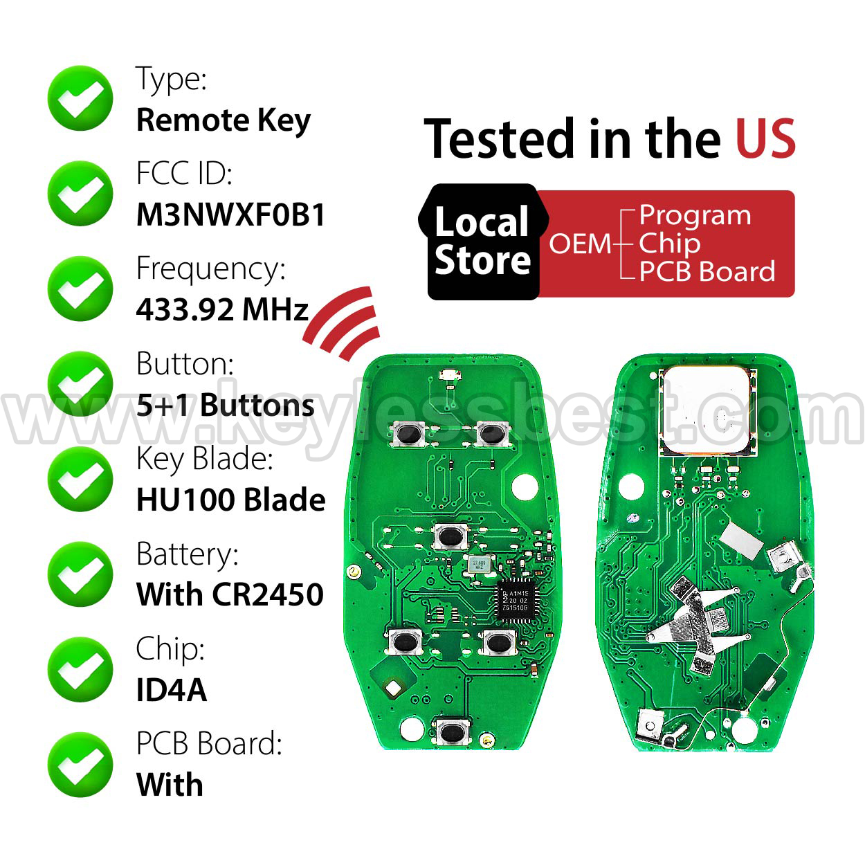 2021-2024 Jeep Grand Cherokee Grand Wagoneer / 6 Buttons Keyless Entry Remote / M3NWXF0B1 / PN: 68377534AB 685169738AA - Image 4