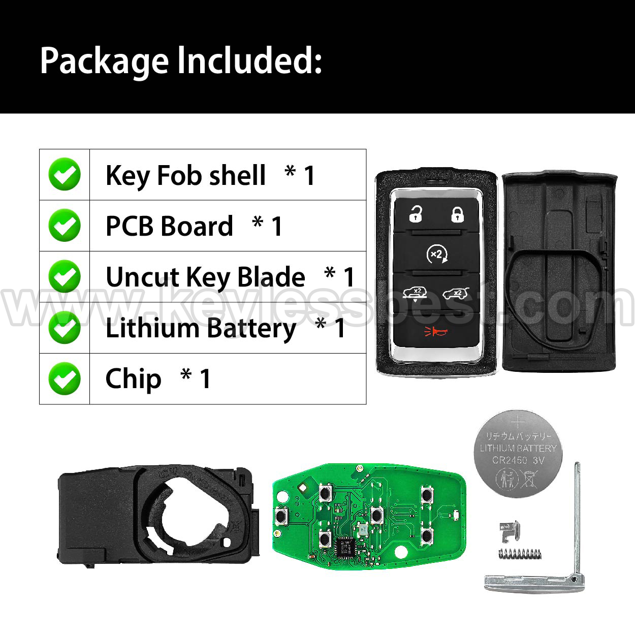 2021-2024 Jeep Grand Cherokee Grand Wagoneer / 6 Buttons Keyless Entry Remote / M3NWXF0B1 / PN: 68377534AB 685169738AA - Image 6