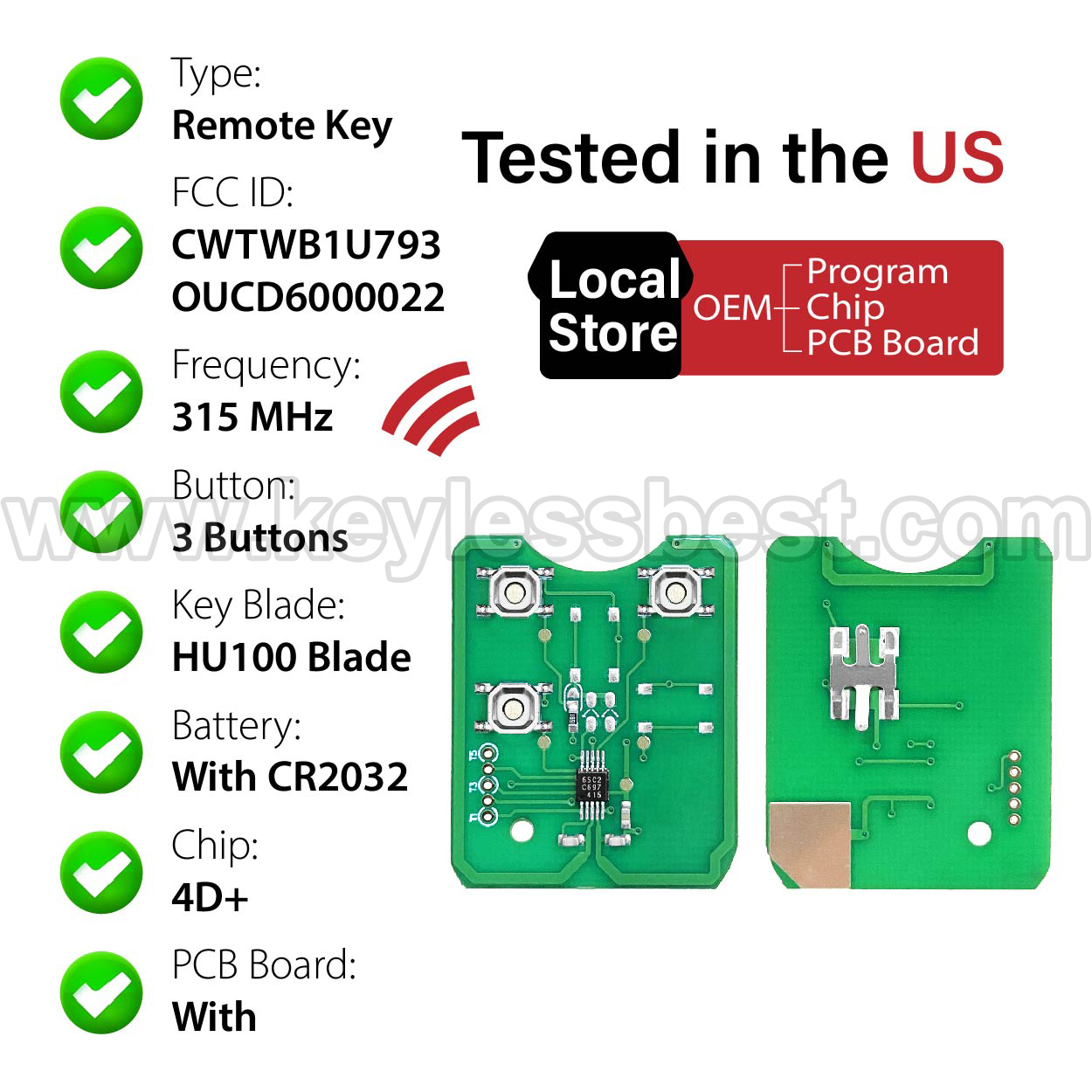 2001-2017 Ford Lincoln Econoline Edge Escape Expedition Explorer Flex Freestar Freestyle F-150 F-250 / 350 / 450 F-550 / 650 / 750 Fusion Ranger Taurus X Windstar MKX MKZuction / 3 Buttons Keyless Entry Remote / CWTWB1U793 / OUCD6000022 / PN: 164-R8070 / 4D63 80Bit - Image 4