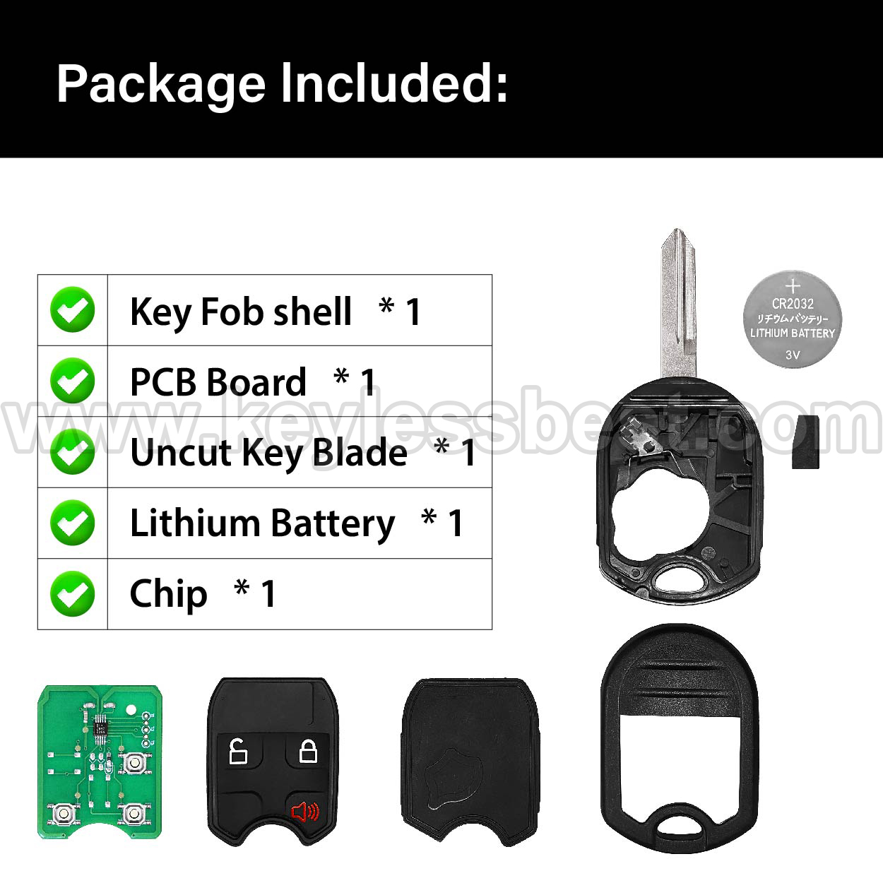 2001-2017 Ford Lincoln Econoline Edge Escape Expedition Explorer Flex Freestar Freestyle F-150 F-250 / 350 / 450 F-550 / 650 / 750 Fusion Ranger Taurus X Windstar MKX MKZuction / 3 Buttons Keyless Entry Remote / CWTWB1U793 / OUCD6000022 / PN: 164-R8070 / 4D63 80Bit - Image 6