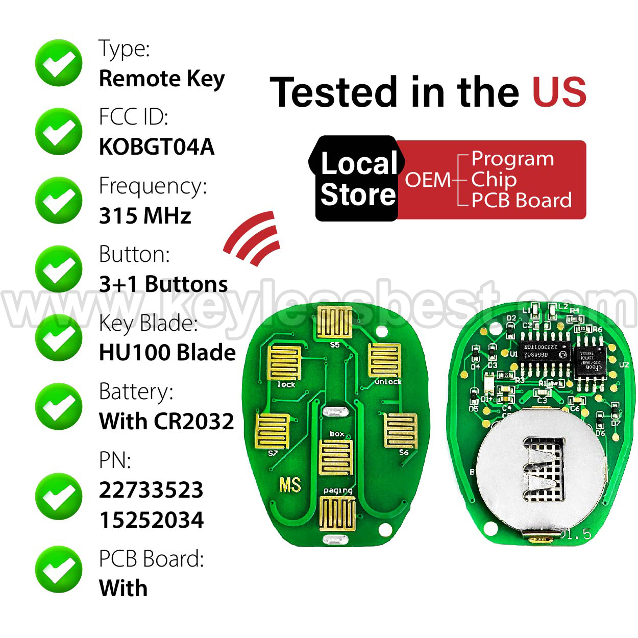 2005-2011 Buick Chevy Pontiac Saturn Terraza HHR Uplander Montana Relay / 4 Buttons Keyless Entry Remote / KOBGT04A / PN:22733523 15252034 - Image 4