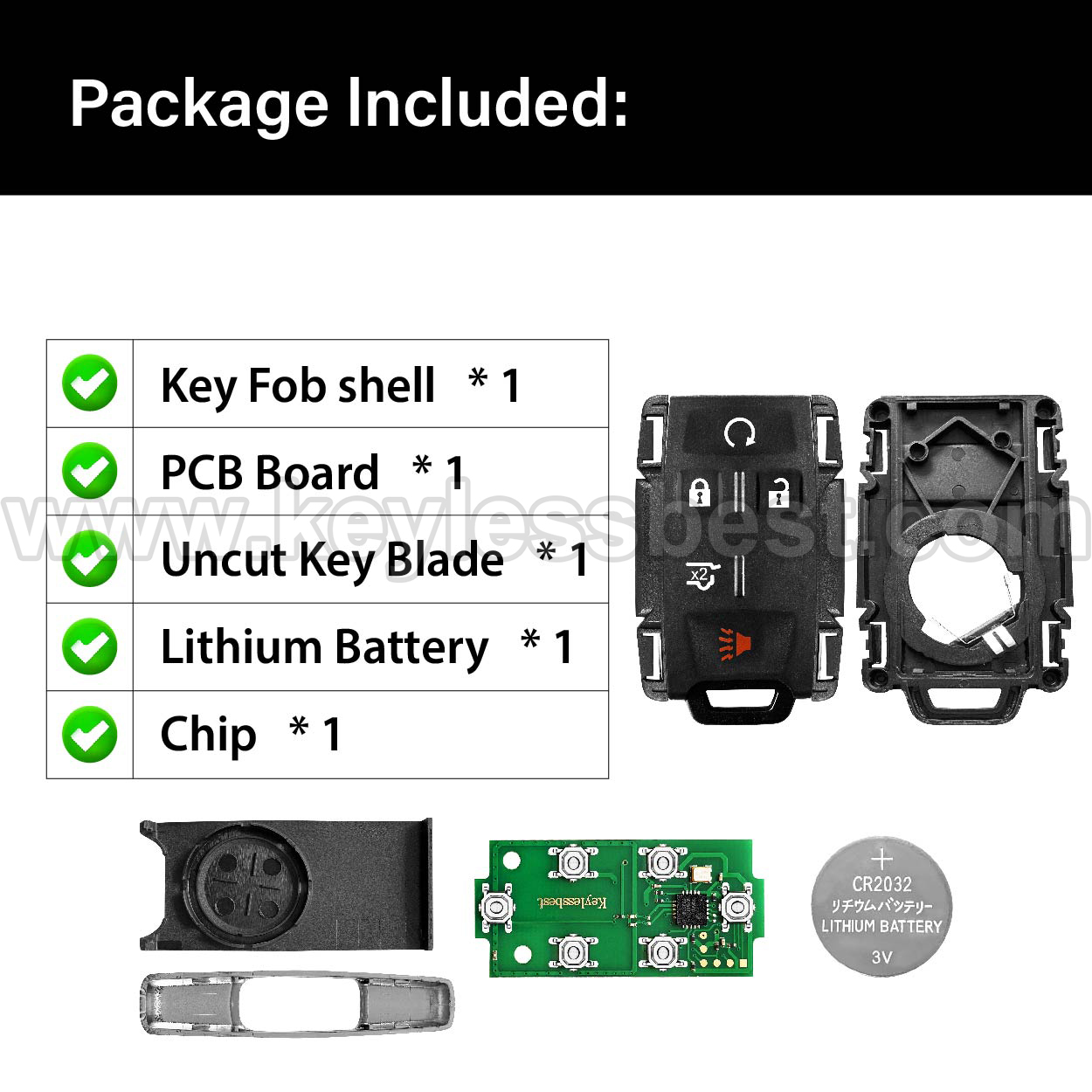 2014 - 2019 Chevrolet GMC Colorado Silverado Suburbant Tahoe Canyon Sierra Yukon / 5 Buttons Keyless Entry Remote / M3N32337100 / PN: 13577771, 13580081 - Image 6