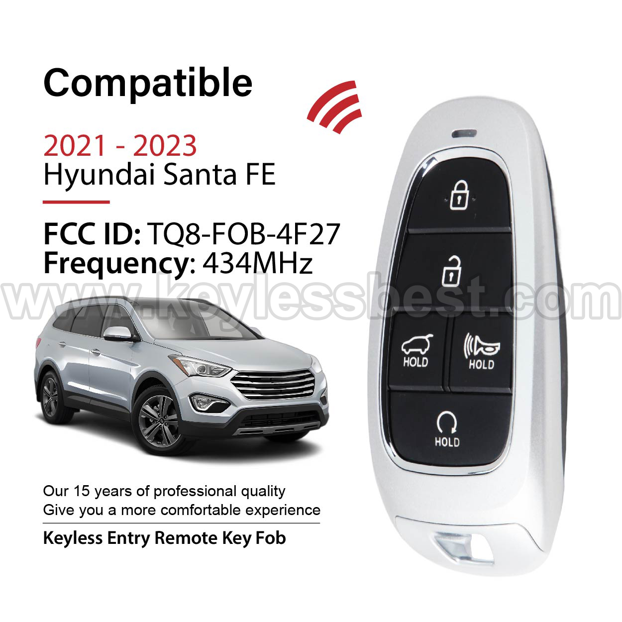 2021-2023 Hyundai Santa FE / 5 Buttons Keyless Entry Remote / TQ8-FOB-4F27 / PN:95440-S1530 / 47 - Image 2