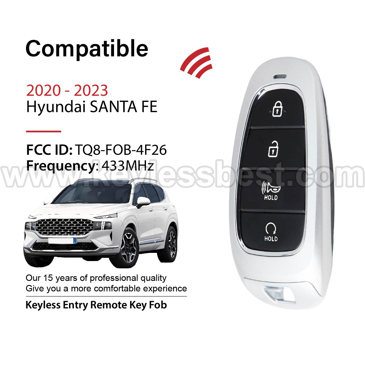2020-2023 Hyundai SANTA FE / 4 Buttons Keyless Entry Remote / TQ8-FOB-4F26 / PN: 95440 - S2600 / 47 - Image 2