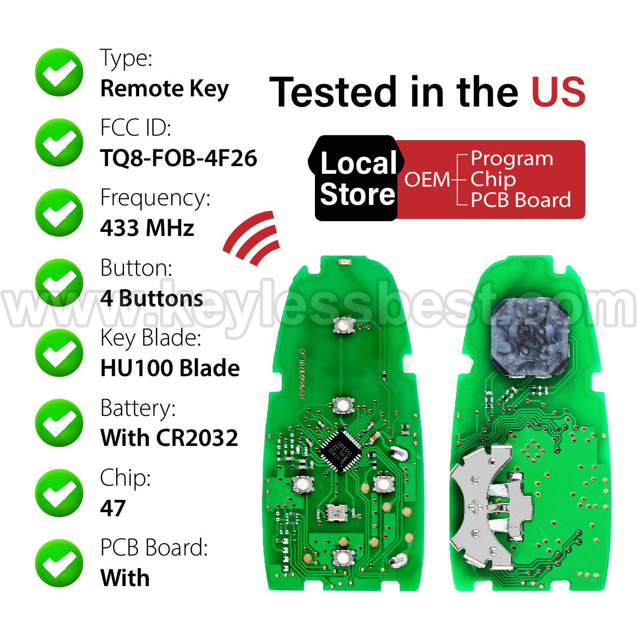 2020-2023 Hyundai SANTA FE / 4 Buttons Keyless Entry Remote / TQ8-FOB-4F26 / PN: 95440 - S2600 / 47 - Image 4