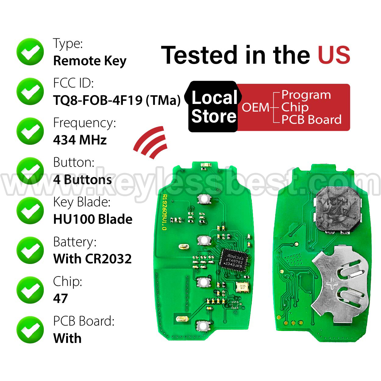 2019-2020 Hyundai Santa Fe / 4 Buttons Keyless Entry Remote / TQ8-FOB-4F19 / PN: 95440-S1000, 95440S1000 - Image 4