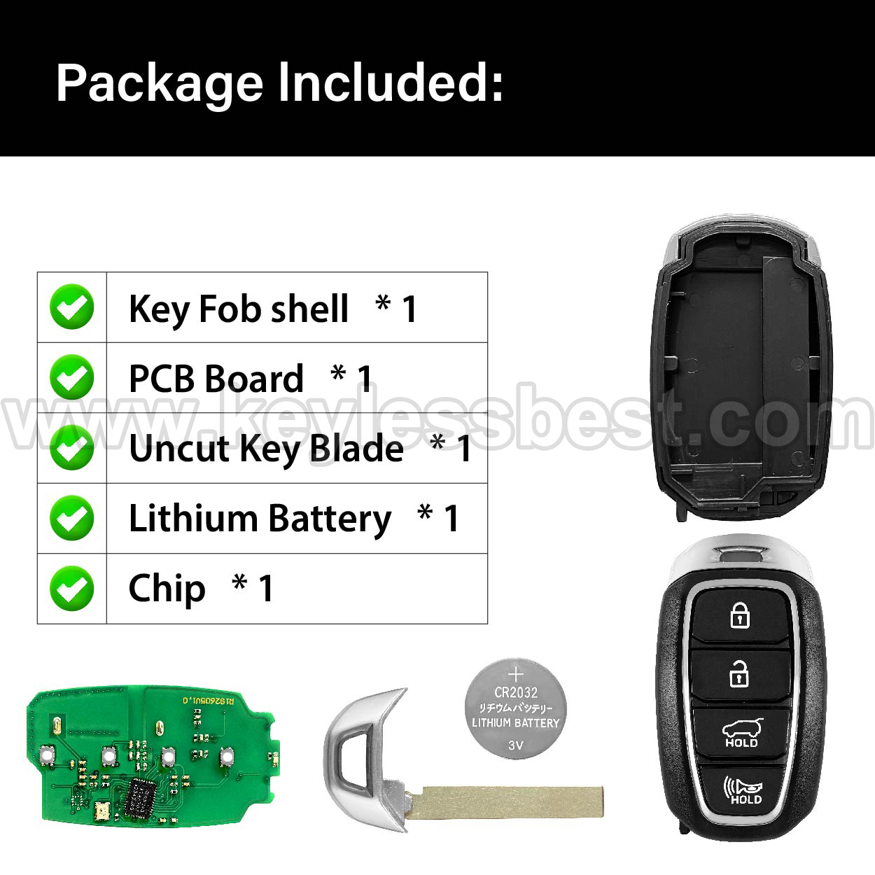 2019-2020 Hyundai Santa Fe / 4 Buttons Keyless Entry Remote / TQ8-FOB-4F19 / PN: 95440-S1000, 95440S1000 - Image 6