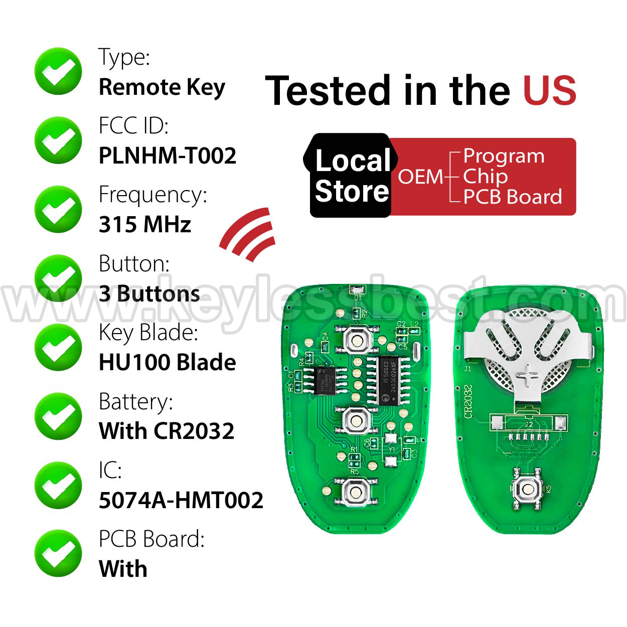 2006-2008 Hyundai Accent / 3 Buttons Keyless Entry Remote / PLNHM-T002 / PN: 95430-1E011,95430-1E000 - Image 4