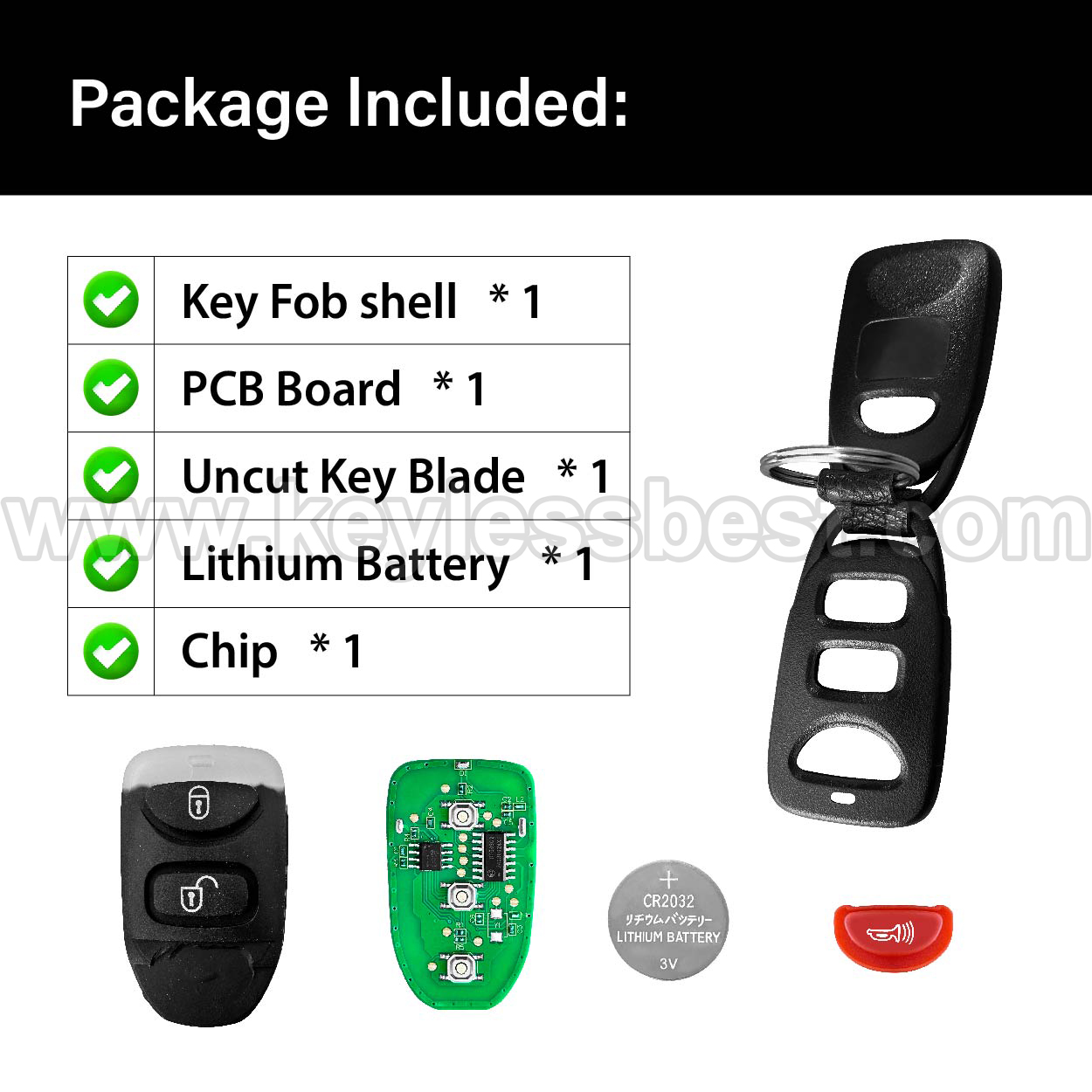 2006-2008 Hyundai Accent / 3 Buttons Keyless Entry Remote / PLNHM-T002 / PN: 95430-1E011,95430-1E000 - Image 6