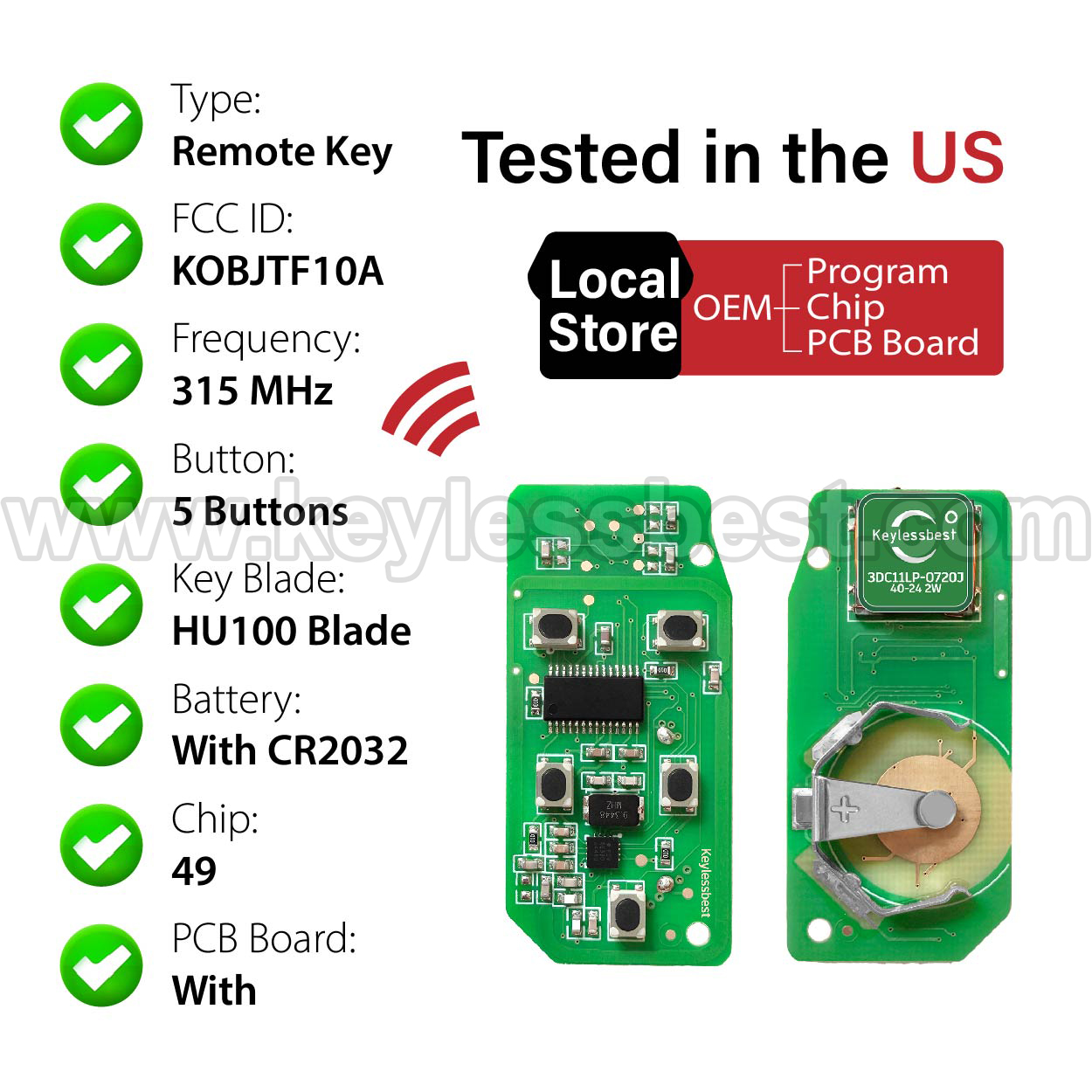 2012-2018 Land Rover LR2 LR4 Discovery / 5 Buttons Keyless Entry Remote / KOBJTF10A / PN: 5E0U40147 - Image 4