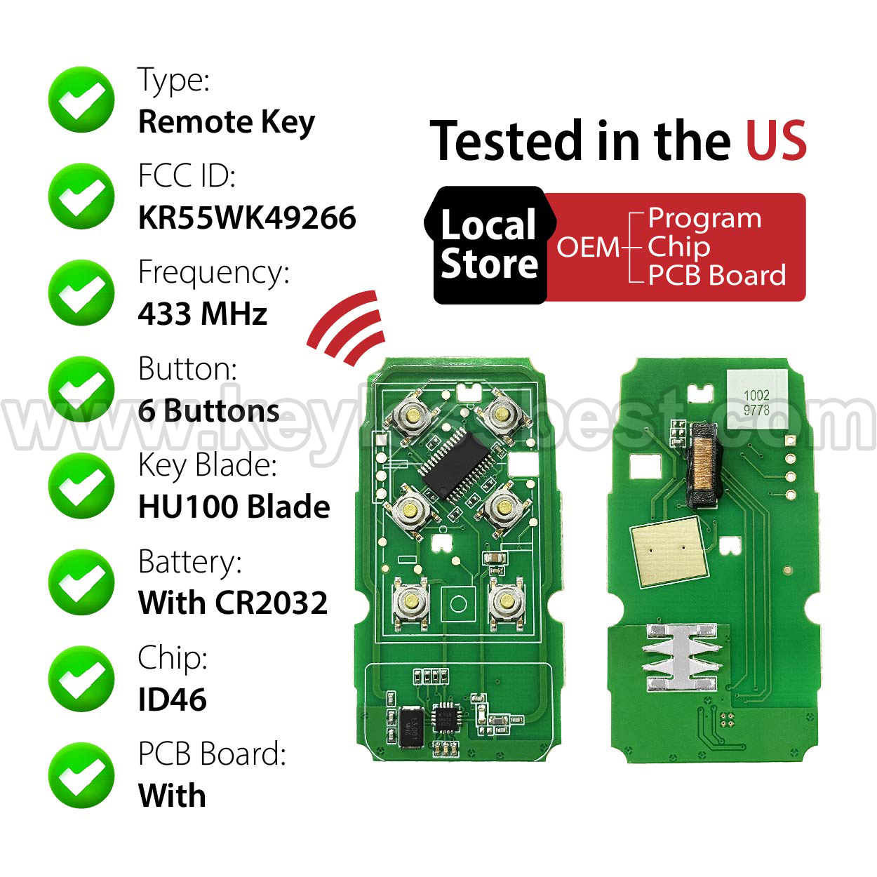 2007-2018 Volvo S60 S60 Cross Country S60L S80 V60 V60 Cross Country V70 XC60 XC70 / 6 Buttons Keyless Entry Remote / KR55WK49266 / PN: 30659498 / ID46 - Image 4