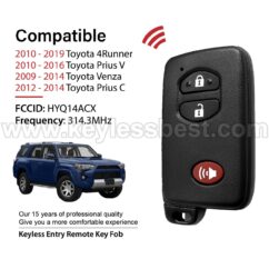 2009-2019 Toyota 4Runner Prius V Venza Prius C / 3 Buttons Keyless Entry Remote / HYQ14ACX / PN: 89904-47230 89904-0T050 / 4D-67