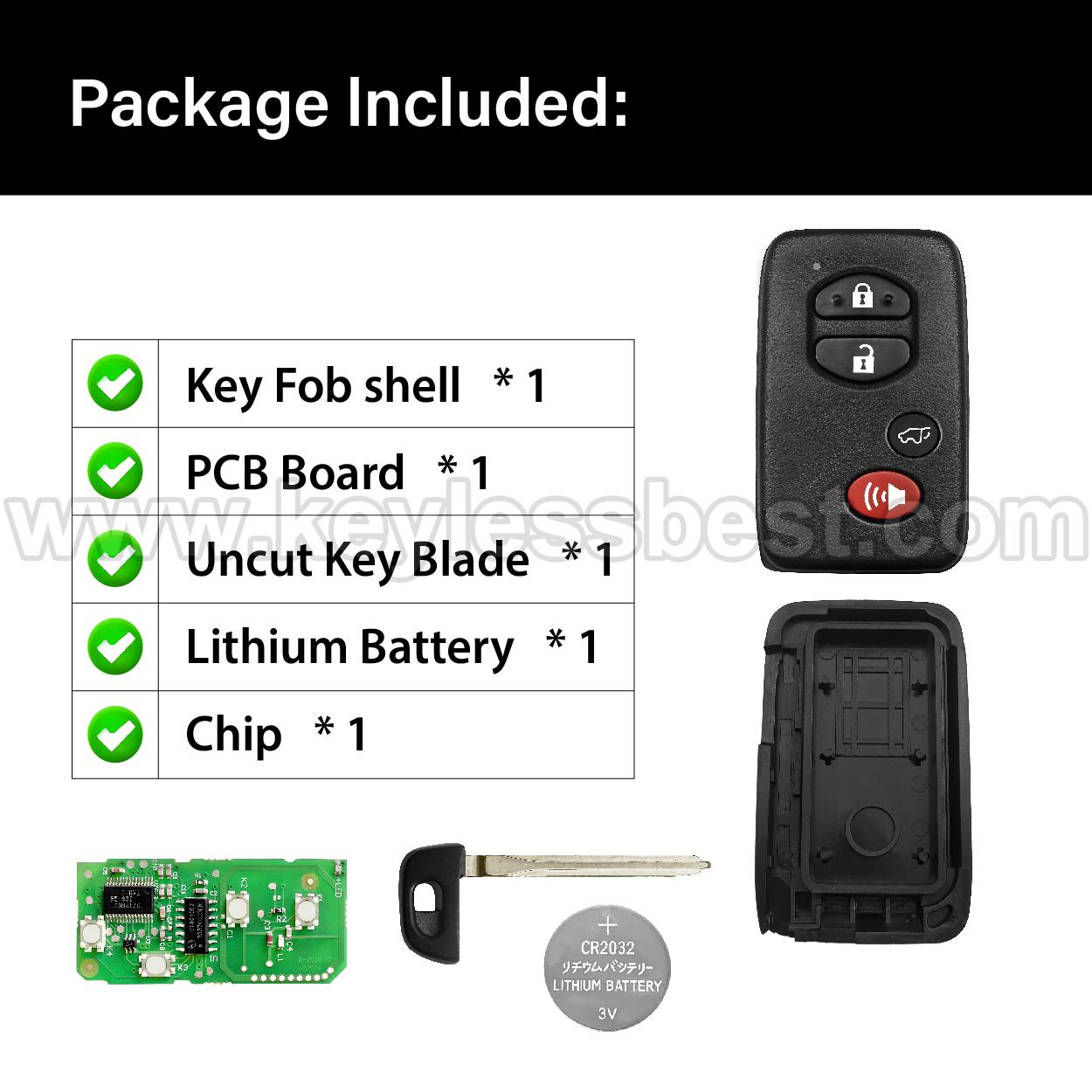 2007-2014 Toyota Highlander / 4 Buttons Keyless Entry Remote / HYQ14AAB / PN: 89904-48110