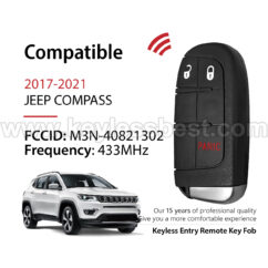 2017-2021 JEEP COMPASS / 3 Buttons Keyless Entry Remote / M3N-40821302 / PN: 68250341 68250341AB / 4A