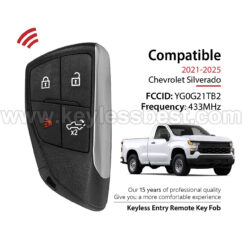 2021-2024 Chevrolet Silverado / 4 Buttons Keyless Entry Remote / YG0G21TB2 / PN: 13548438 13548441 / 49